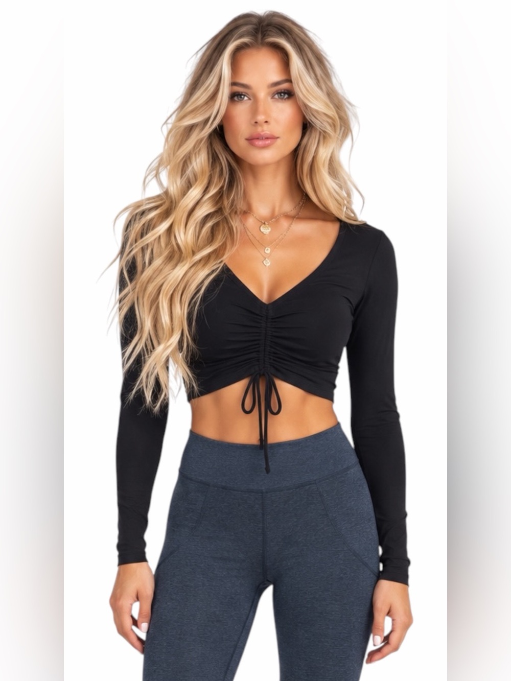 Anthropologie |Daily Practice - Humboldt Ruched Drawstring Crop Top – Sz. XS